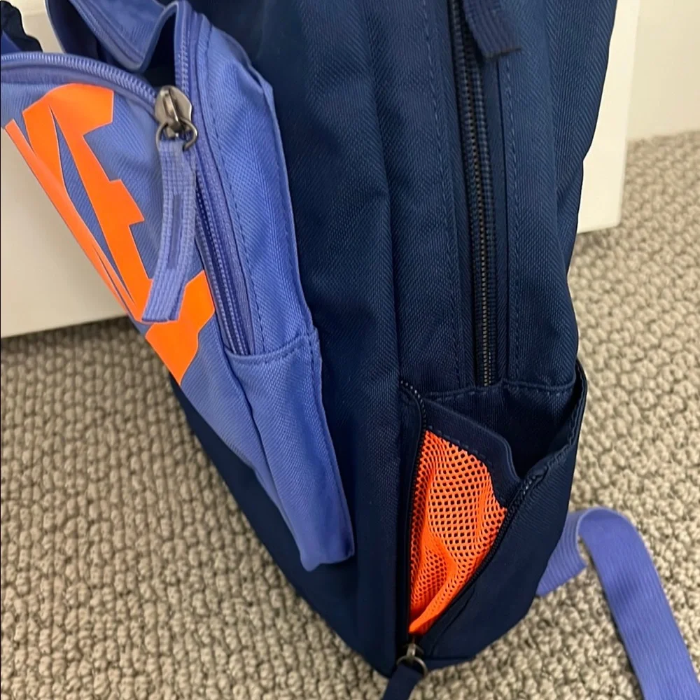 Perfect Mid-Sized Backpack Blue, Purple and Orange nike double zip